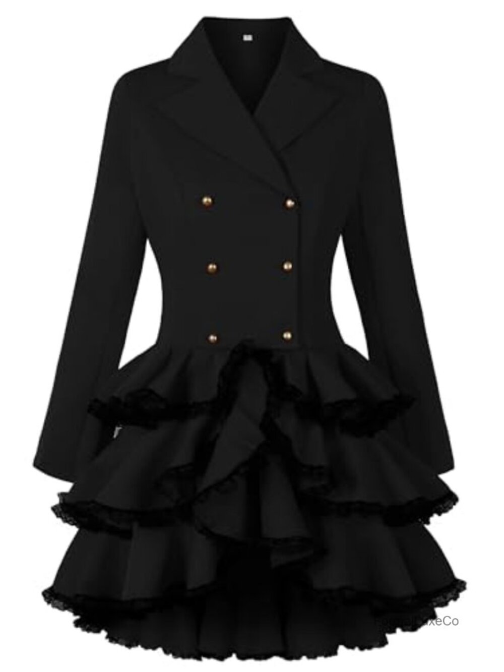 Double Breasted Victorian Steampunk Blazer Coat Jacket with Lace Hem